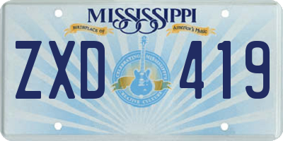 MS license plate ZXD419