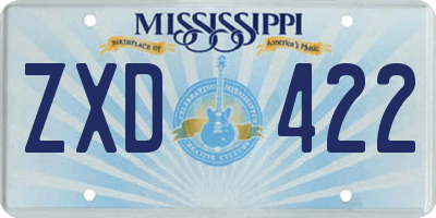 MS license plate ZXD422