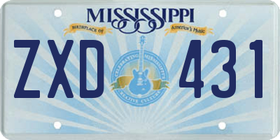 MS license plate ZXD431