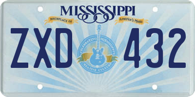 MS license plate ZXD432