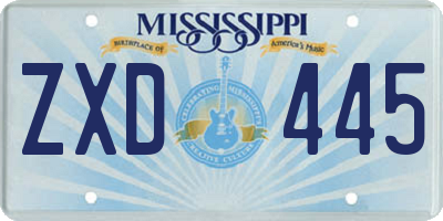 MS license plate ZXD445