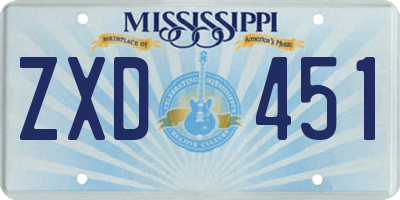 MS license plate ZXD451