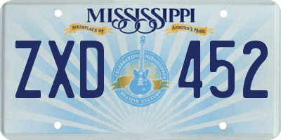 MS license plate ZXD452