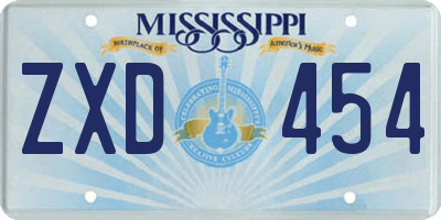 MS license plate ZXD454