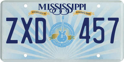 MS license plate ZXD457