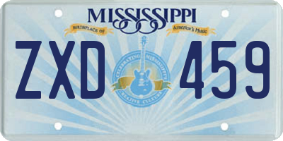 MS license plate ZXD459
