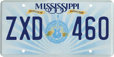 MS license plate ZXD460