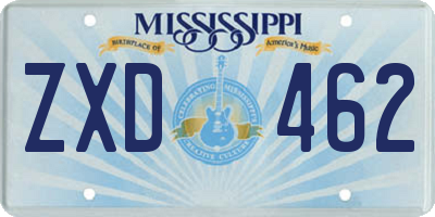 MS license plate ZXD462