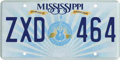 MS license plate ZXD464