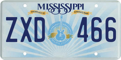 MS license plate ZXD466