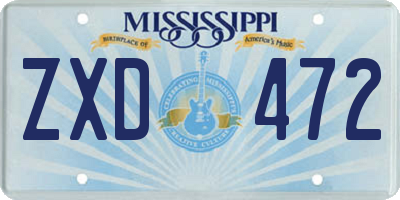 MS license plate ZXD472