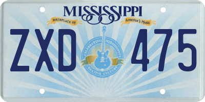 MS license plate ZXD475