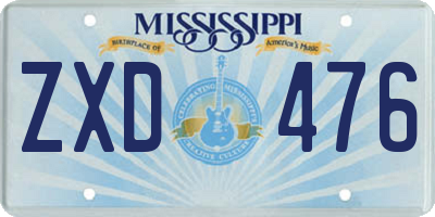 MS license plate ZXD476