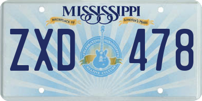 MS license plate ZXD478