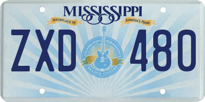 MS license plate ZXD480