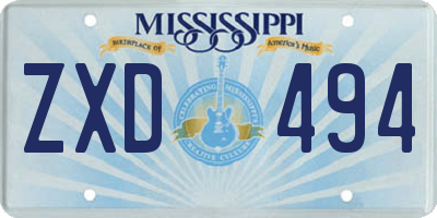 MS license plate ZXD494