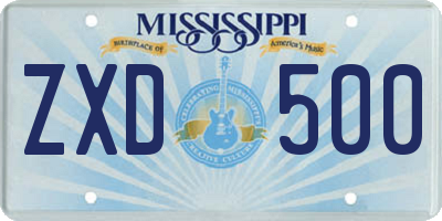 MS license plate ZXD500