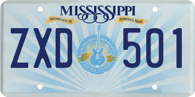 MS license plate ZXD501