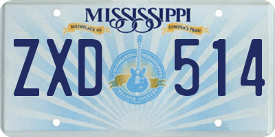 MS license plate ZXD514