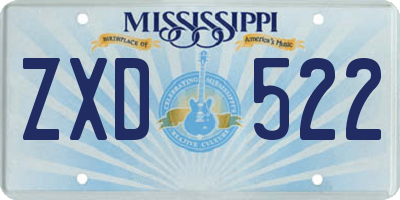 MS license plate ZXD522