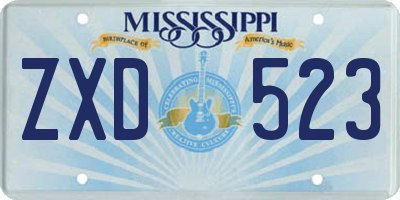 MS license plate ZXD523
