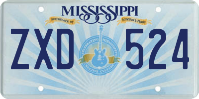 MS license plate ZXD524