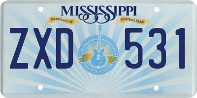 MS license plate ZXD531