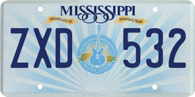 MS license plate ZXD532