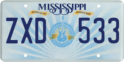 MS license plate ZXD533