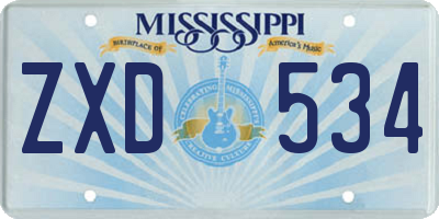 MS license plate ZXD534