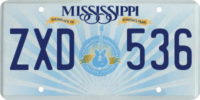 MS license plate ZXD536