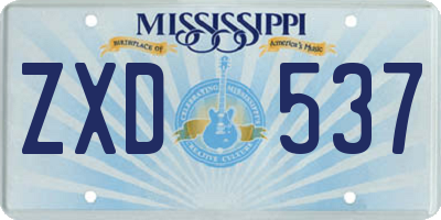 MS license plate ZXD537