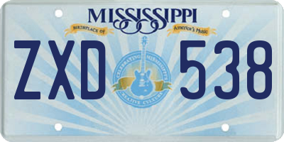 MS license plate ZXD538