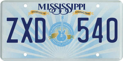 MS license plate ZXD540