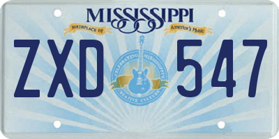 MS license plate ZXD547