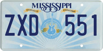 MS license plate ZXD551