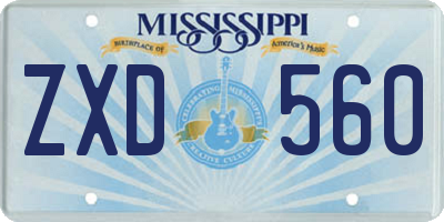 MS license plate ZXD560