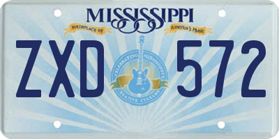MS license plate ZXD572