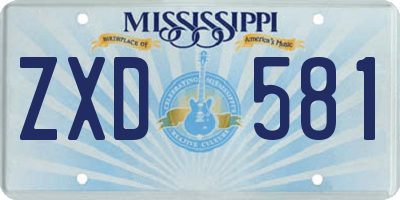 MS license plate ZXD581