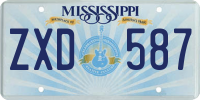 MS license plate ZXD587