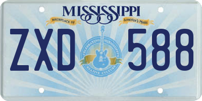 MS license plate ZXD588