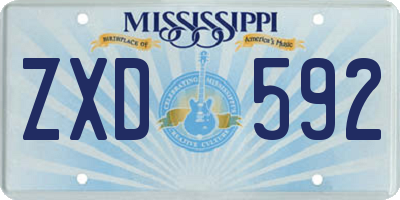 MS license plate ZXD592
