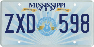 MS license plate ZXD598