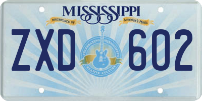 MS license plate ZXD602