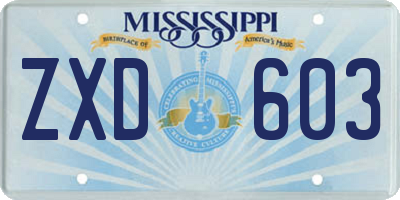 MS license plate ZXD603