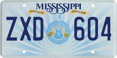 MS license plate ZXD604