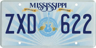 MS license plate ZXD622