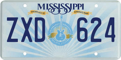 MS license plate ZXD624