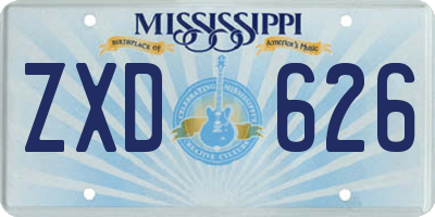MS license plate ZXD626