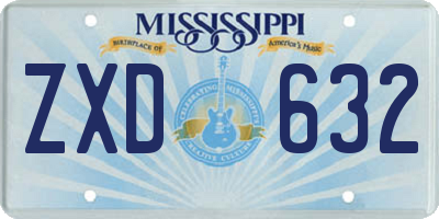 MS license plate ZXD632